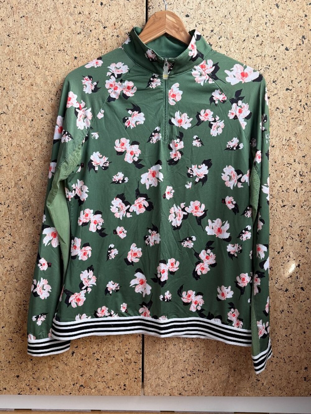 Kastel Denmark green pink cherry blossom floral quarter zip sun shirt
